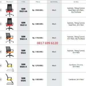Kursi Kantor Chairman Ecos SBM 9501 HA, SBM 9501 H, SBM 9503 A, SBM 9503, SBM 9505 A, SBM 9505