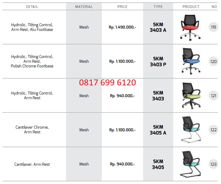 Kursi Kantor Chairman Ecos SKM 3403 A, SKM 3403 P, SKM 3403, SKM 3405 A, SKM 3405