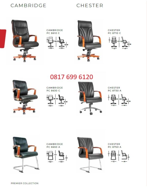 Kursi Kantor Chairman CAMBRIDGE PC 8610 C, PC 8630 C, PC 8650 AL, PC 8710 C & CHESTER PC 8710 C, PC 8730 A, PC 8750 A, EC - 70 AC