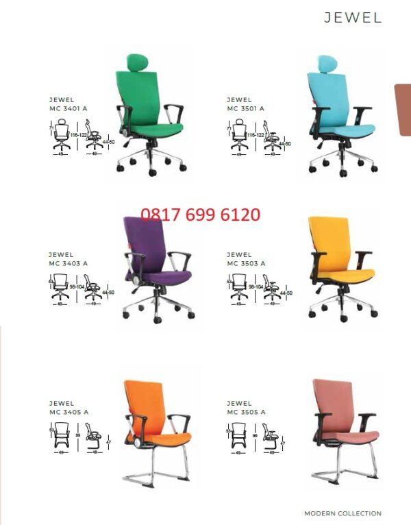 Kursi Kantor Chairman JEWEL MC-3401 A, MC-3403 A, MC-3405 A, MC-3501 A, MC-3503 A, MC-3505 A