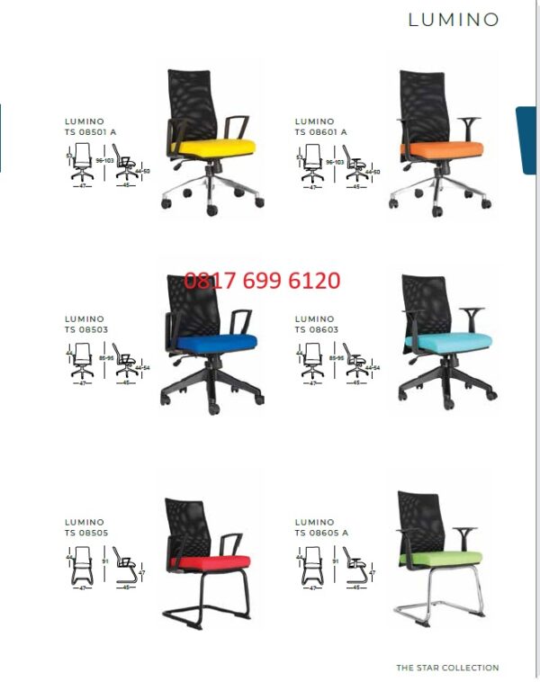 Kursi Kantor Chairman LUMINO TS - 08501 A, TS - 08503, TS - 08601 A, TS - 08603, TS - 08605 A