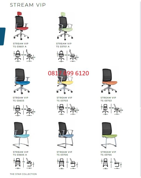 Kursi Kantor Chairman STREAM VIP TS - 03601 A, TS - 03603, TS - 03605, TS - 03701 A, TS - 03703, TS - 03753, TS - 03705, TS - 03755
