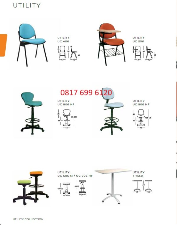 Kursi Kantor Chairman UTILITY UC-406, UC-506, UC-706 HF, UC-806 HF, UC-906 H, T 7550