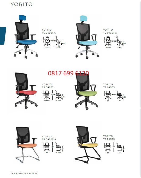 Kursi Kantor Chairman YORITO TS - 04201, TS - 04203, TS - 04205, TS - 04301, TS - 04303, TS - 04305