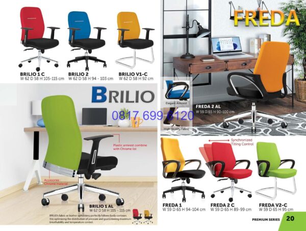 Kursi Kantor Donati Brilio 1 C | Brilio 2 | Brilio V1-C | Brilio 1 AL | Freda 1 | Freda 2C | Freda V 2C