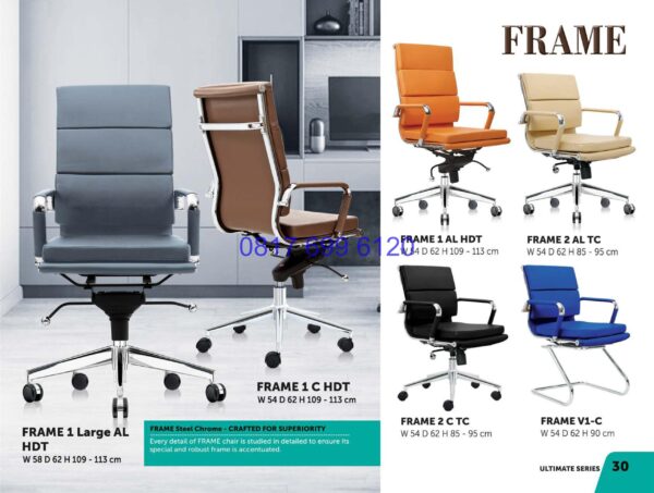 Kursi Kantor Donati Frame 1 Large AL HDT | Frame 1 CH DT | Frame 1AL HDT | Frame 2AL TC | Frame 2 CTC | Frame V1-C