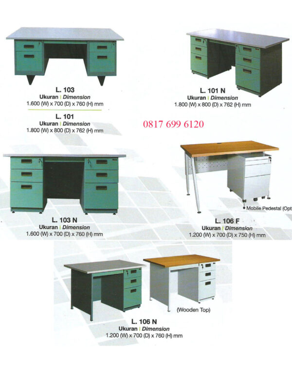 Meja Kantor Besi Lion L 103#L 101#L 101N#L 103N#L 106F#L 106N