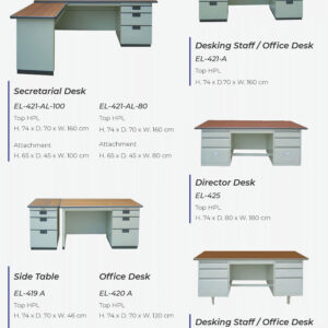 Meja Kerja Besi Elite EL-419 A#EL-420#EL-420 A#EL-421#EL-421 A#EL-421 AL-80#EL-421 AL-100#EL-425